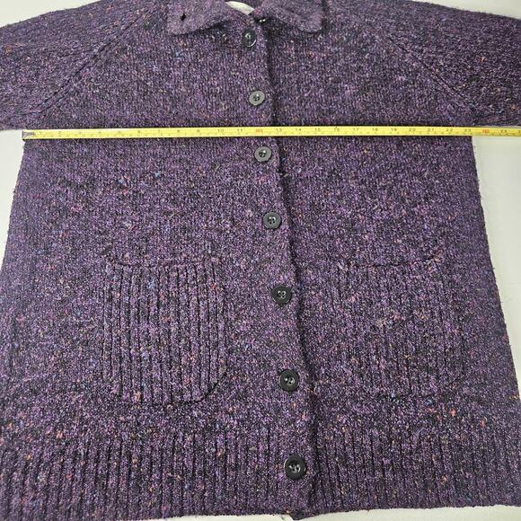 90s Chunky Knit Cardigan Sweater Purple Speckled Plus Size 1X Granny Cottage - Picture 4 of 9